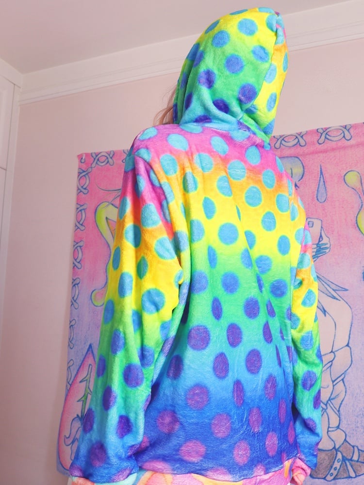 Polka-Dot Colorful Flannel Y2K Pattern Hoodie Print Star