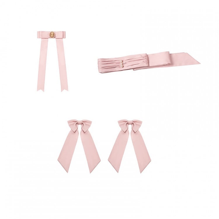 Brooches + Bowknot / Black Waist Pink Belt