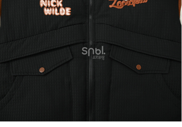 Doudoune noire Zootopia Nick Applique à manches détachables