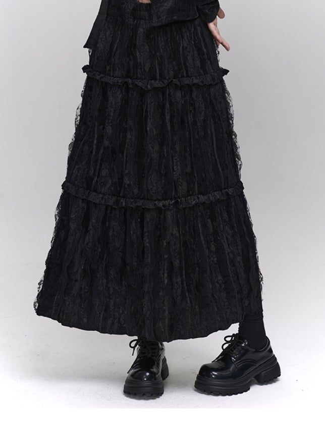Gothic Black Ankle Length Skirt