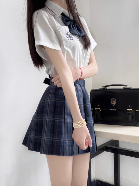 Faltenrock Blau Muster JK 45CM Uniform Plaid