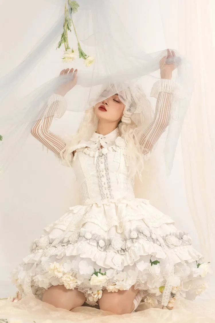 Frühlingsernte Länge Floral 35cm/45cm WeißWeiß- Petticoat