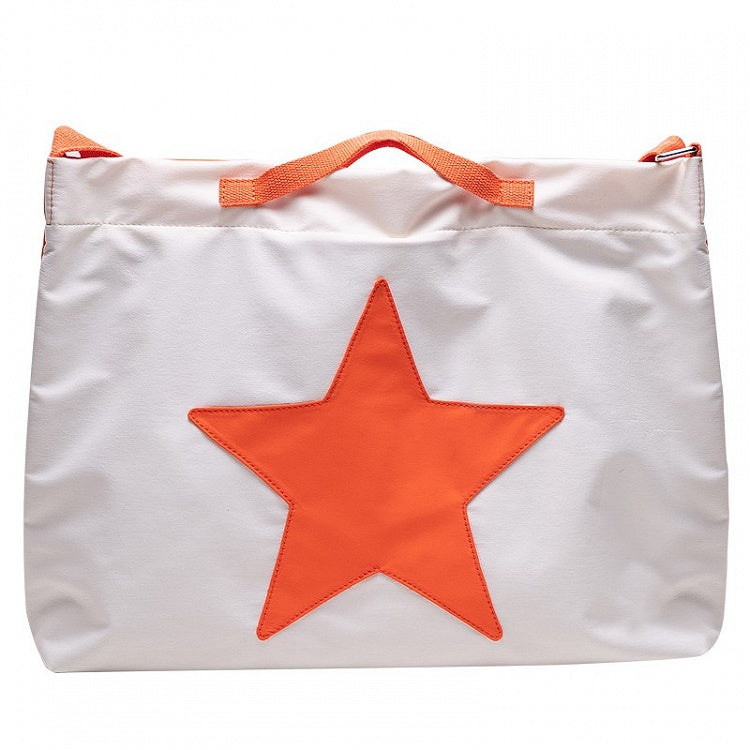 White Orange Star Tote Bag Capacity Large With
