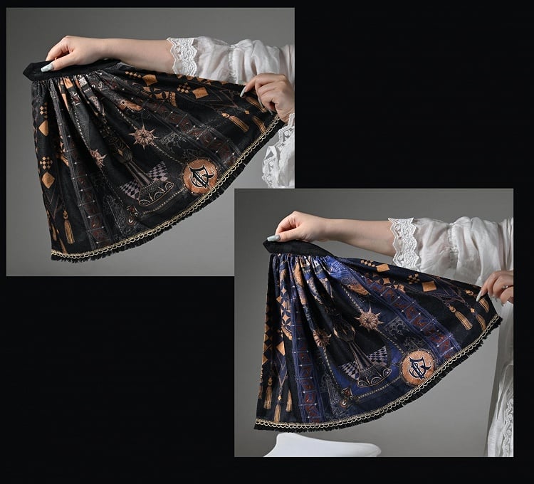 Cape Dark / Blue Detachable Black Red One-shoulder