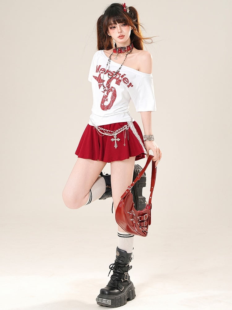 赤い華やかなスカートトリム刺繍レース文字