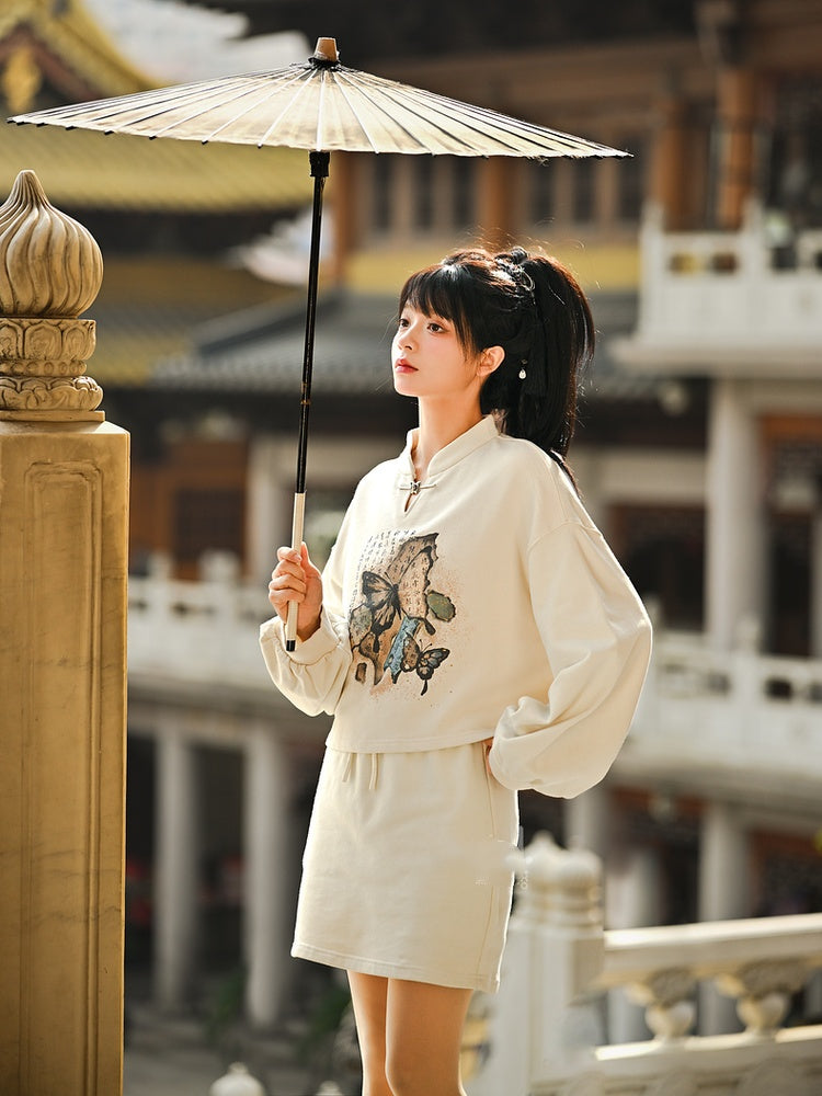 Apricot/Black A-line Skirt Short/Long Version