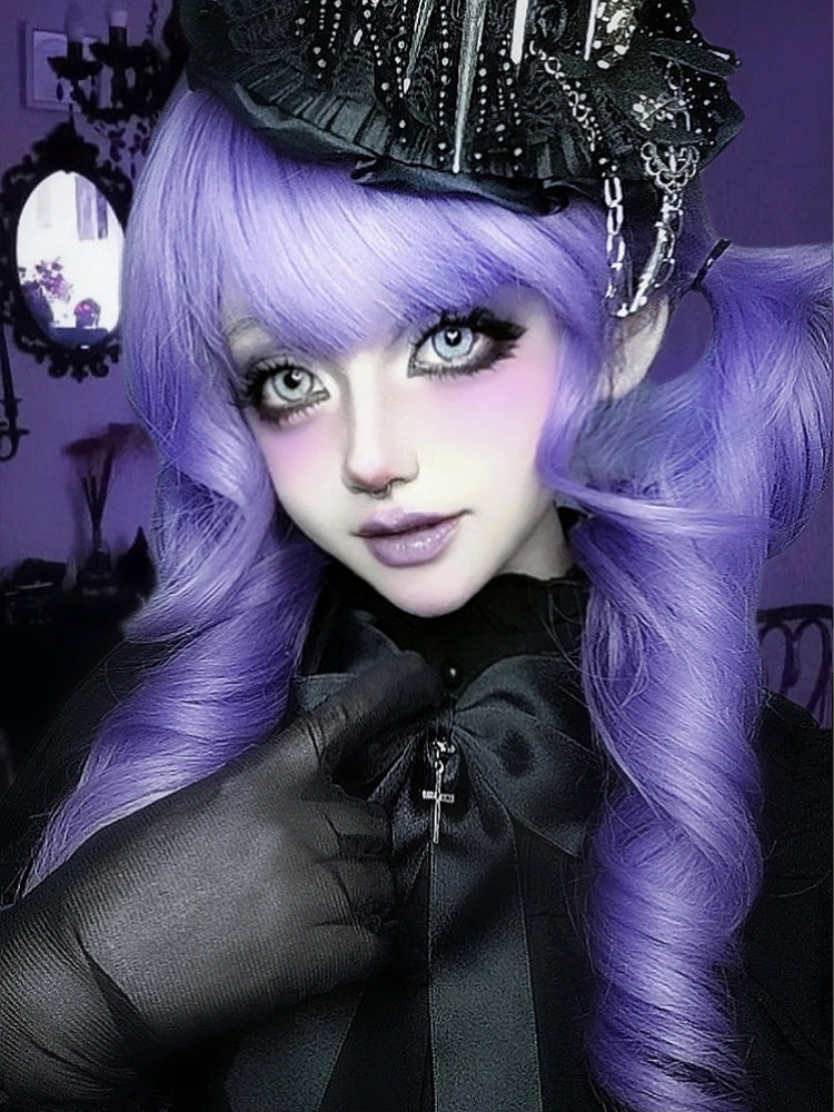 Length Wig Air Wavy With Bangs 70CM Purple