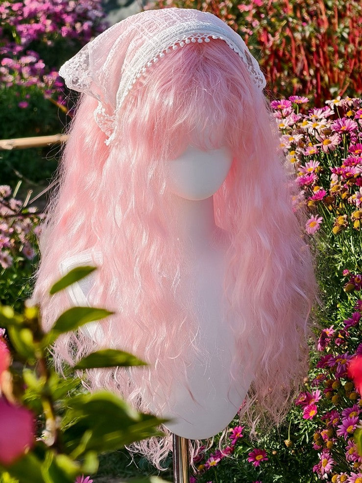 70CM Length Wavy With Bangs Wig Pink/Red