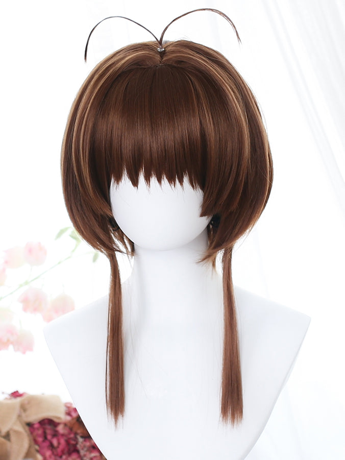 Short Wigs Straight With 40-45cm Yellow/Brown Bangs