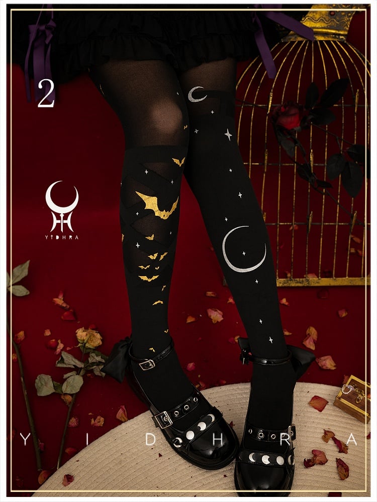 Black and Gold Gothic Lolita Tights
