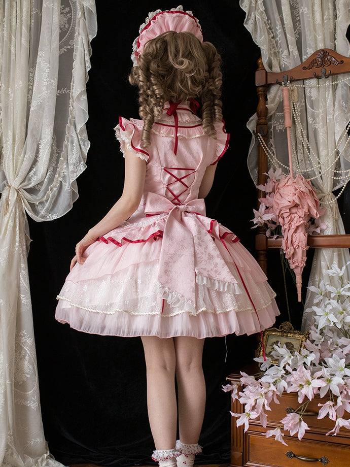 Qi Lolita Frog Button Cheongsam Collar Dress Details Style Tassel Pink