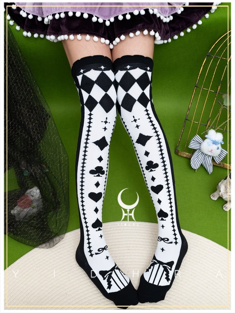 Diamond Pattern Over Knee Stockings
