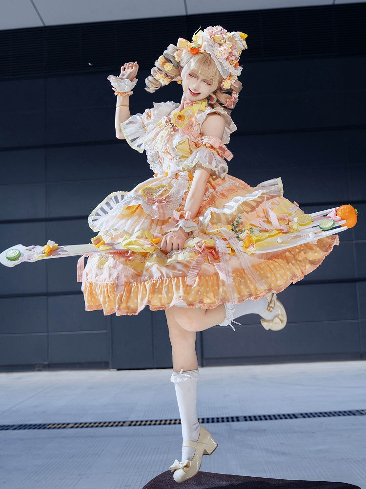 Cake Accents Persimmon Lolita Tiered Bow Orange Sweet Dress Skirt