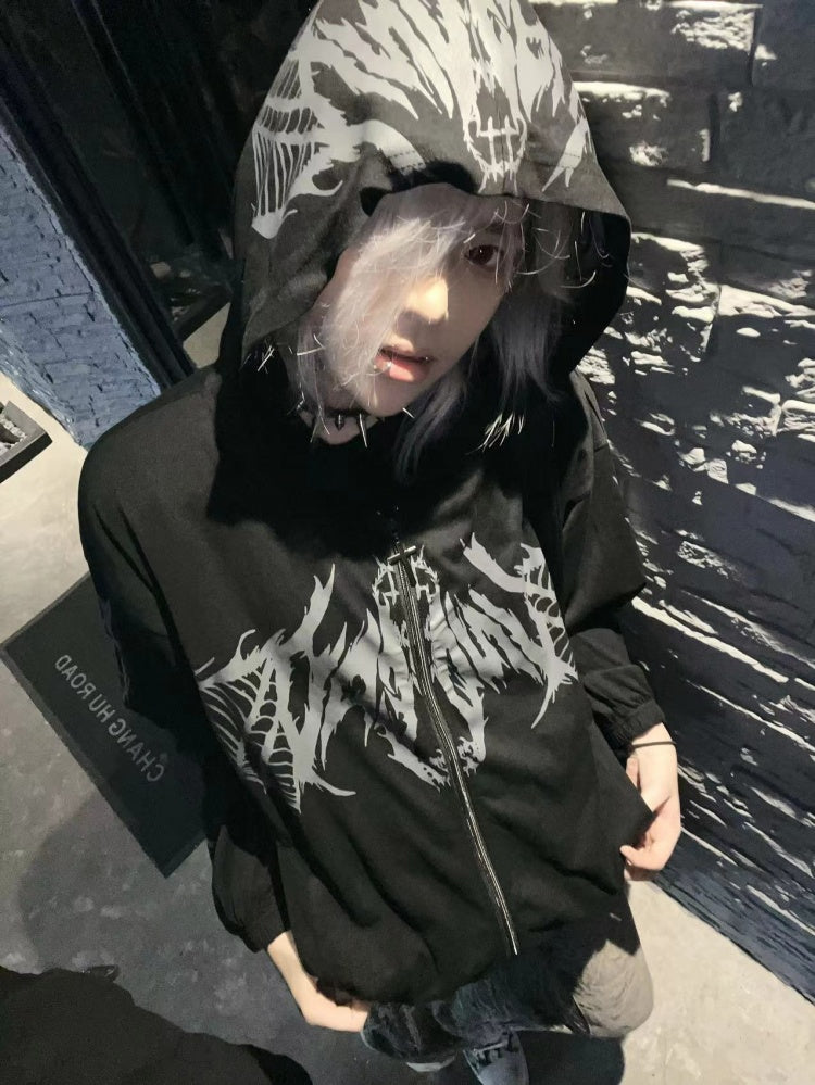 ホワイト ブラック ブルー 日焼け防止 Y2K フード付きジャケット