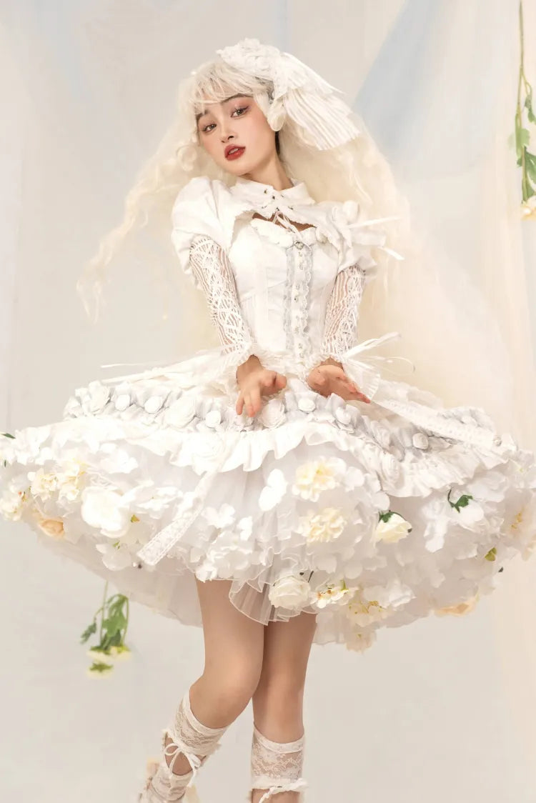 Frühlingsernte Länge Floral 35cm/45cm WeißWeiß- Petticoat