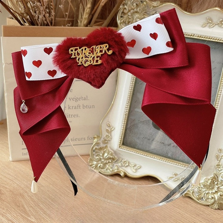 Strass Sweet Heart Haarspange Rot Charm Lolita mit Design KC
