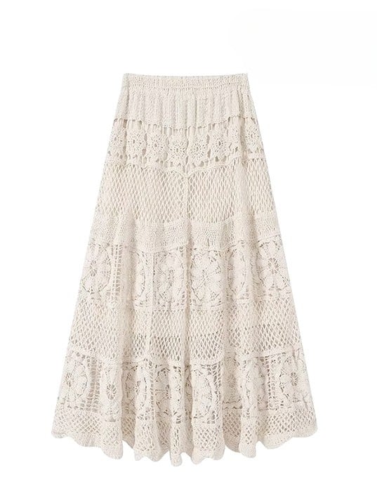 Floral Dress White Asymmetrical Yellow Beige Holiday Set- Sheer Embroidery + Skirt Hem