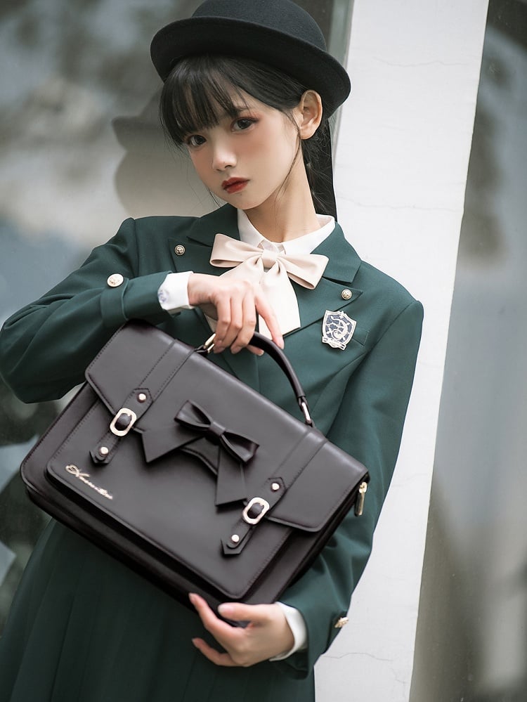 Dark Green JK Uniform Notched Collar Blazer