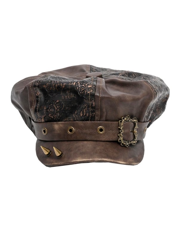 Brauner Wasteland Punk Hut mit Nieten