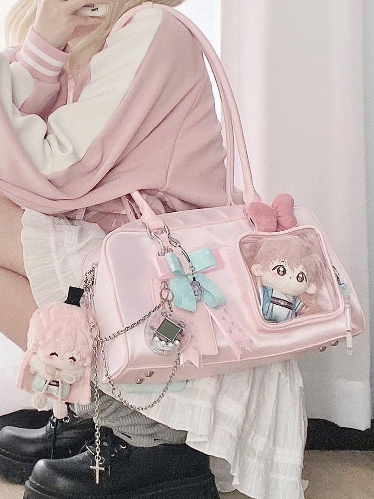 Bag Detachable Card Holder Hand With Pink Ita