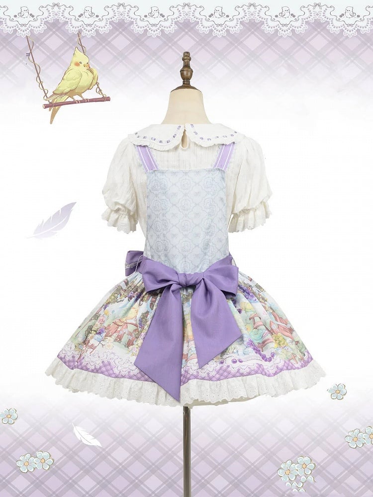 Trauben Overall Papagei Süßes Lolita-Kleid mit Print und niedlich