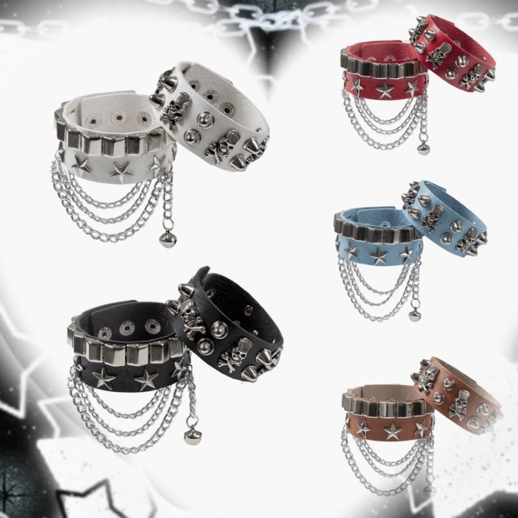 Punk-Armband mit Skelett- und Sterndetail