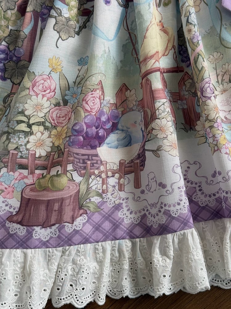 Trauben Overall Papagei Süßes Lolita-Kleid mit Print und niedlich