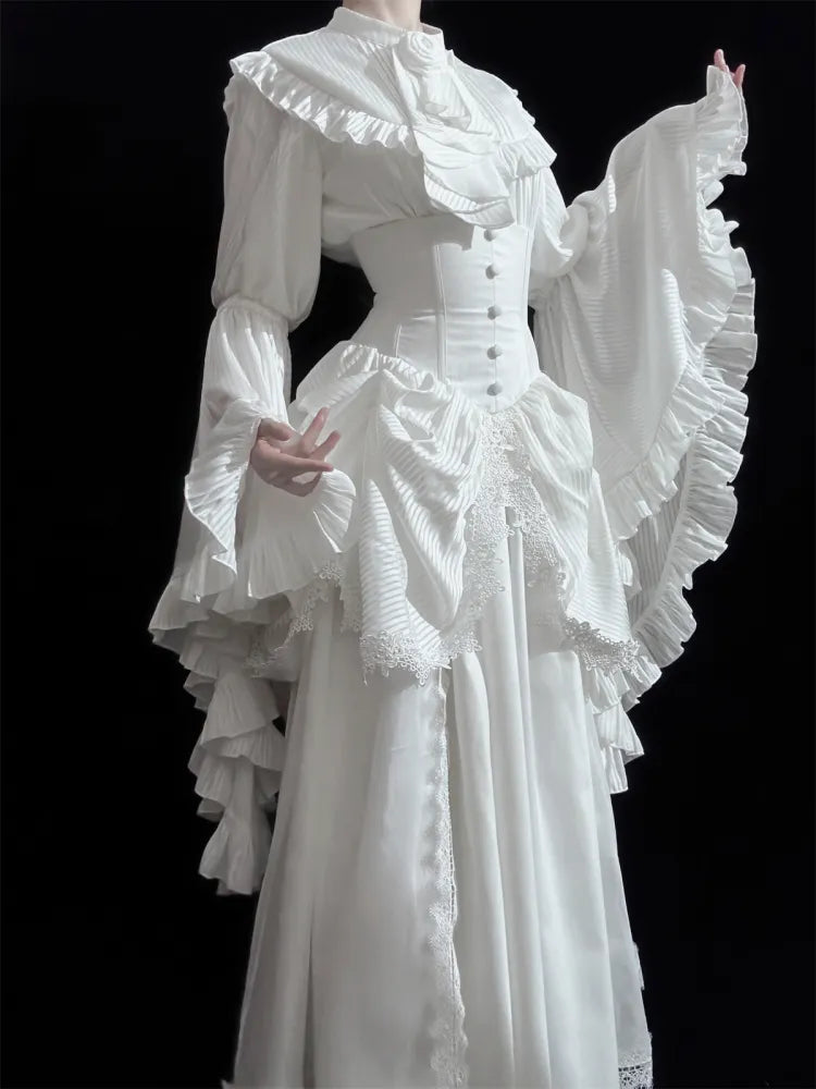 Gothic Skirt White Aristocrat Bust Lolita Boned Waist Under Corset High