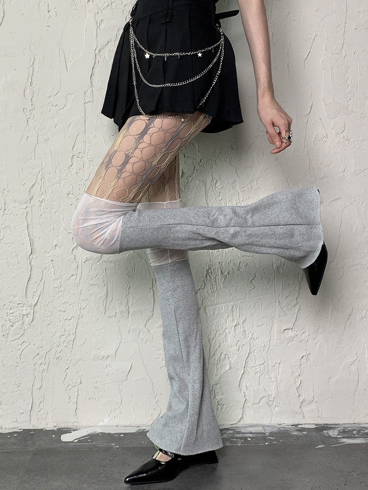 Yellow/Pink Tie-Dye Blue Gray Design Tights Y2K Cut-out Fishnet
