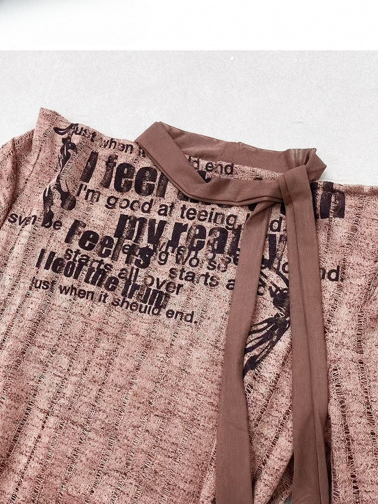 + Scarf Brown Letter Asymmetrical Top Pattern Print Millard Reddish Striped Fashion Hem
