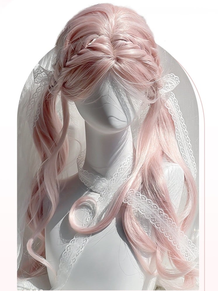 Bangs Wavy Length Pink 65CM With Wig