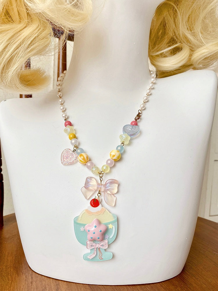 Beaded Acrylic Necklace Pendant Parfait