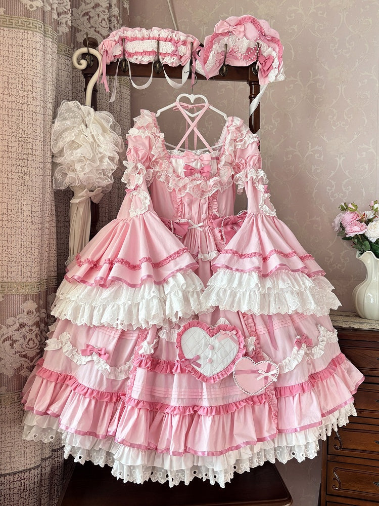 Plus Sizes Available Pink Gorgeous Old School Princess Lolita Cotton Dress