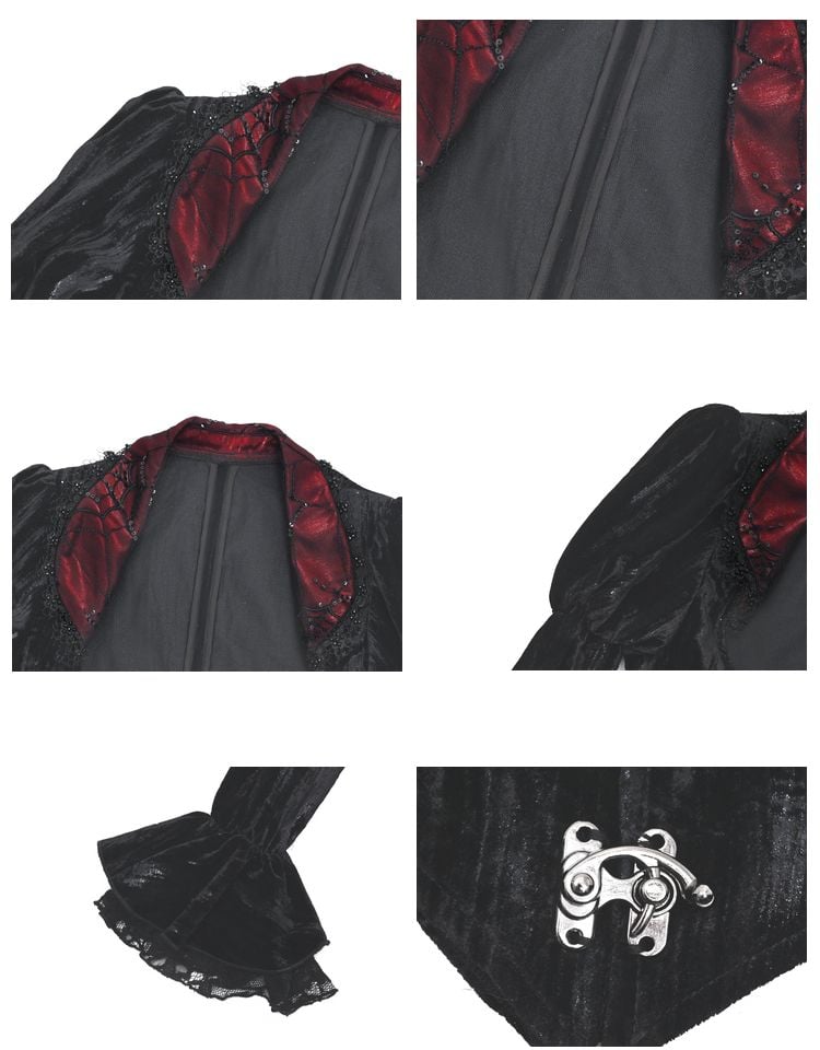 Halloween Gothic Schwarze Samt Kurze Vampirjacke