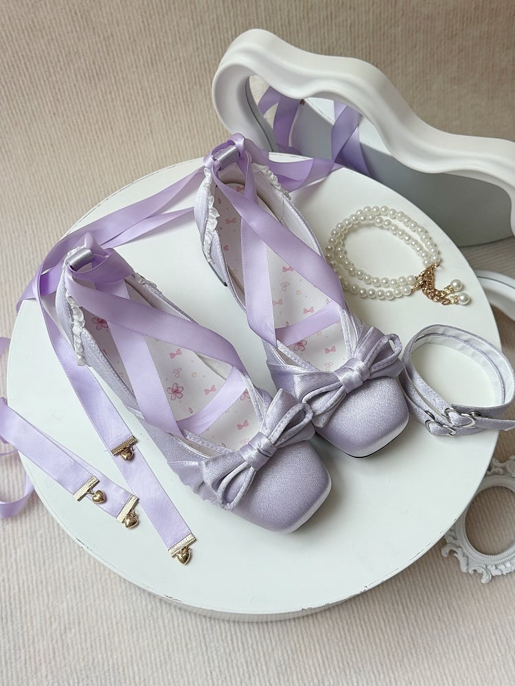Abnehmbar mit eleganten 3 Mary Straps Lila Knöchel Schnalle Janes Top an der Schleife