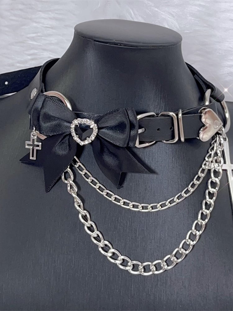 Jirai Kei-Halsband im Kreuz-Schleifen-Design