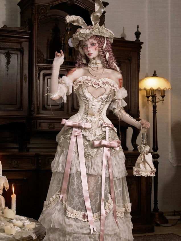 チュールクリームスリーブパフ