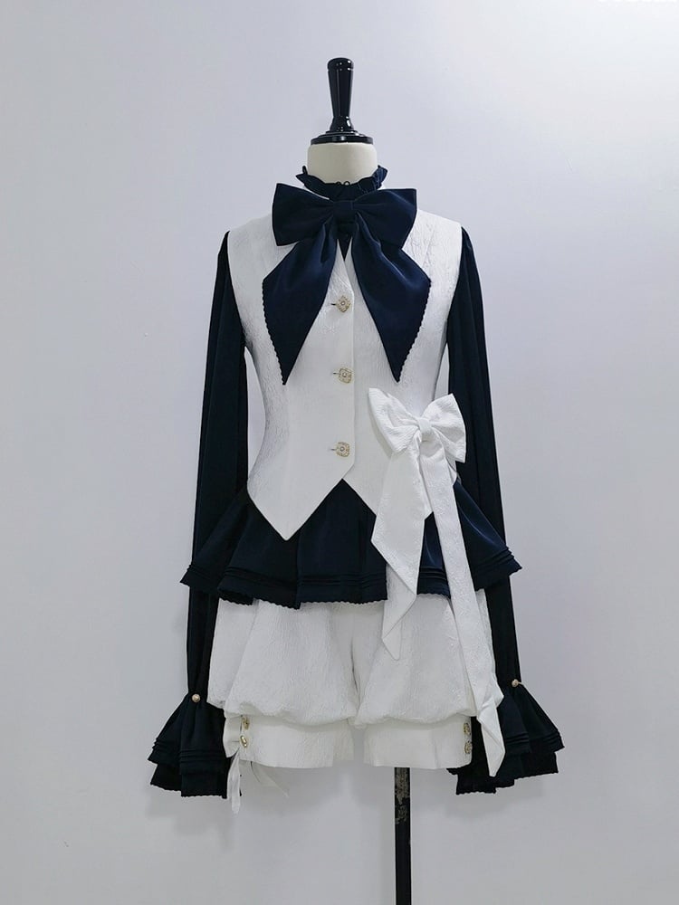 White Prince Lolita Collar Waistcoat Ouji Jacquard Banded