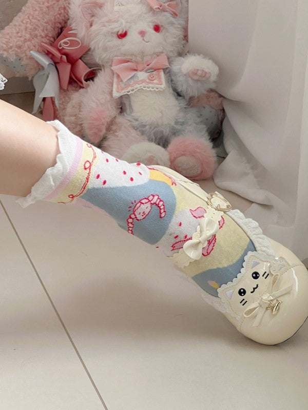 Cuff Options Colorful Lolita Sweet Socks Calf 4 Ruffled