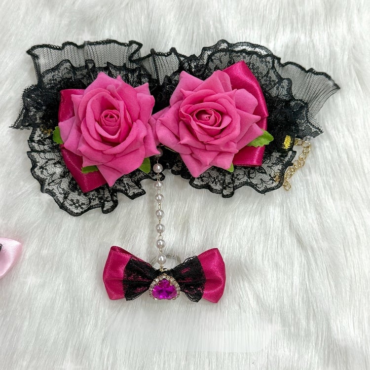 Rhinestone 4 Design With Heart Lace Bowknot Floral Options Trim Ring Decorated Bracelet