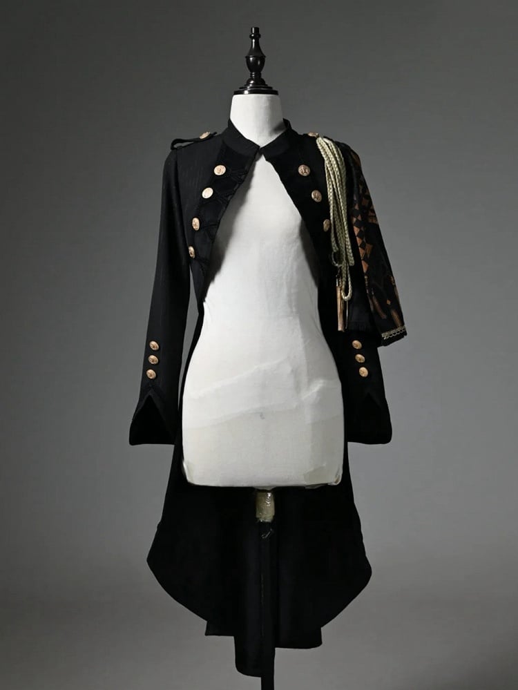 Tailcoat Knight Cape One-shoulder Detachable Black