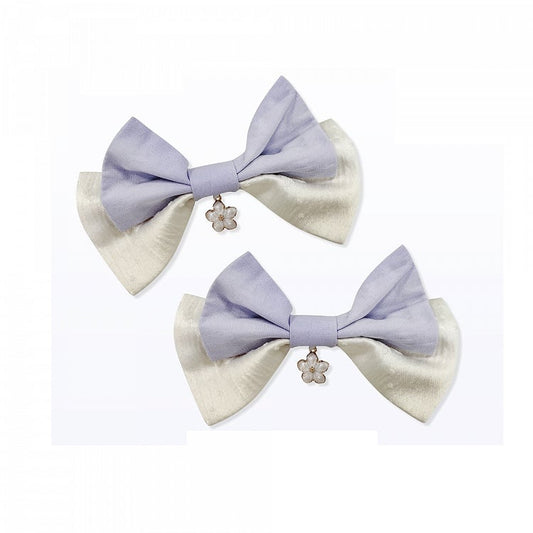 / ヘアクリップ 蝶結び グリーン パープル