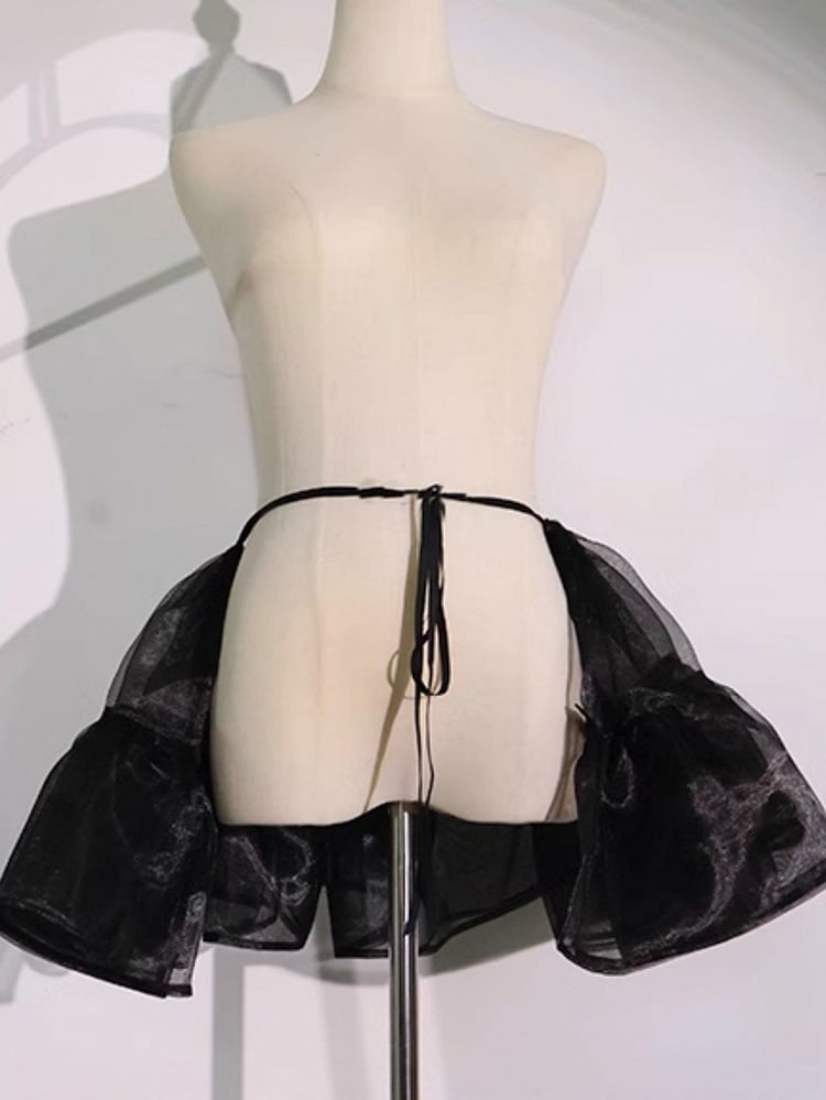 Full Lolita Circus Sleeves Black Set- Vibes Sweet and Puff White
