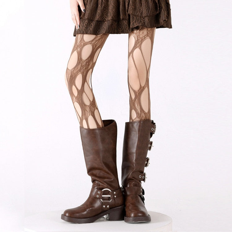 Black / White / Gray / Brown Cutout Fishnet Tights