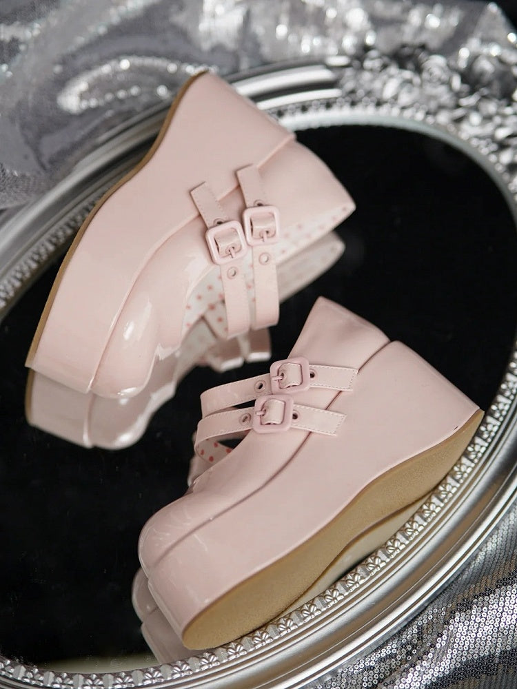 Plateau-Riemen Sweet Buckle mit Schuhen Dual Jane Mary Pink