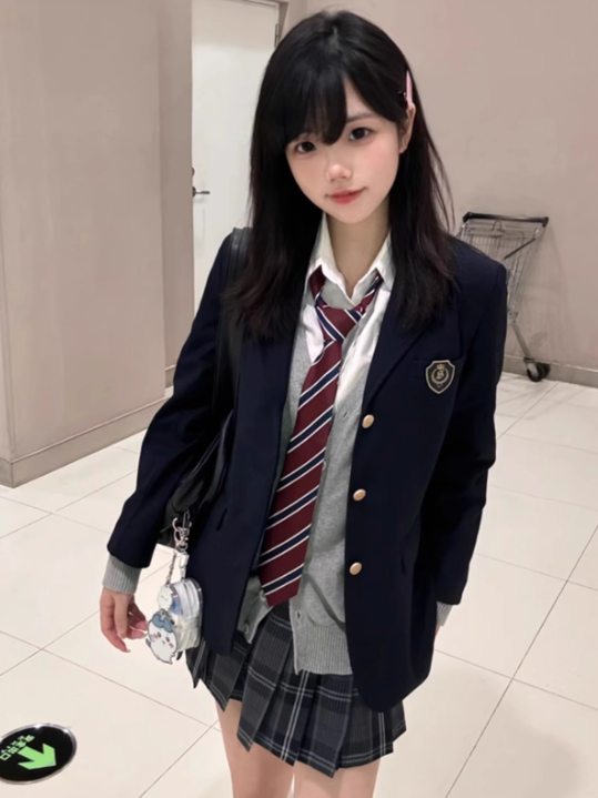Rock 39CM Muster Plaid Uniform Schwarz JK Plissee