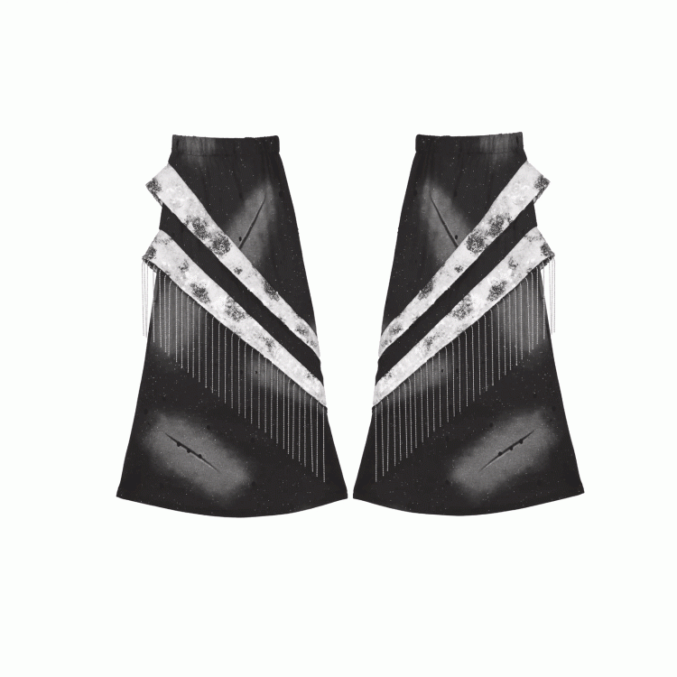 Futuristic Metal Fringe Cyberpunk Black Leg Warmers Fashion Y3K