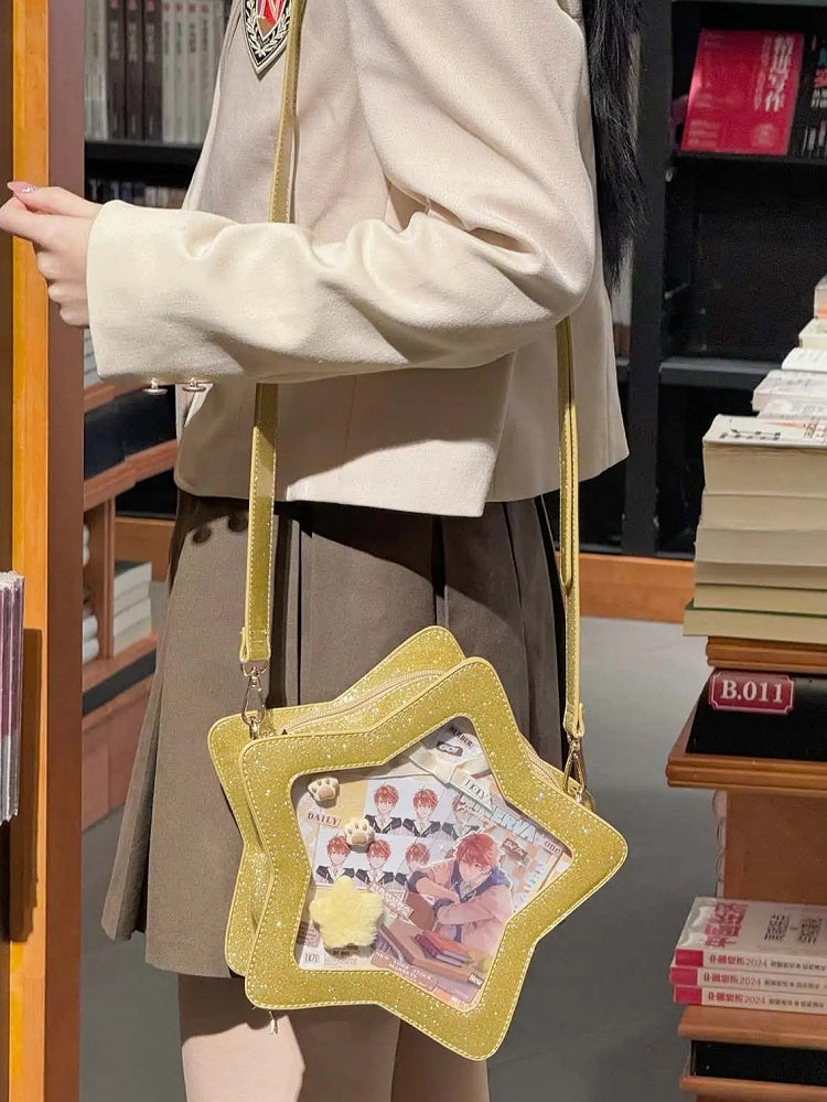 PU Detachable with Ita Bag Badge Gold Set Charm Star-shaped