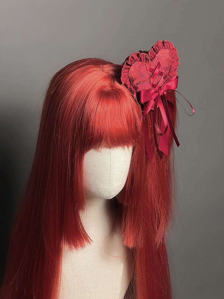 赤白ハート型ヘアクリップ ブラック /