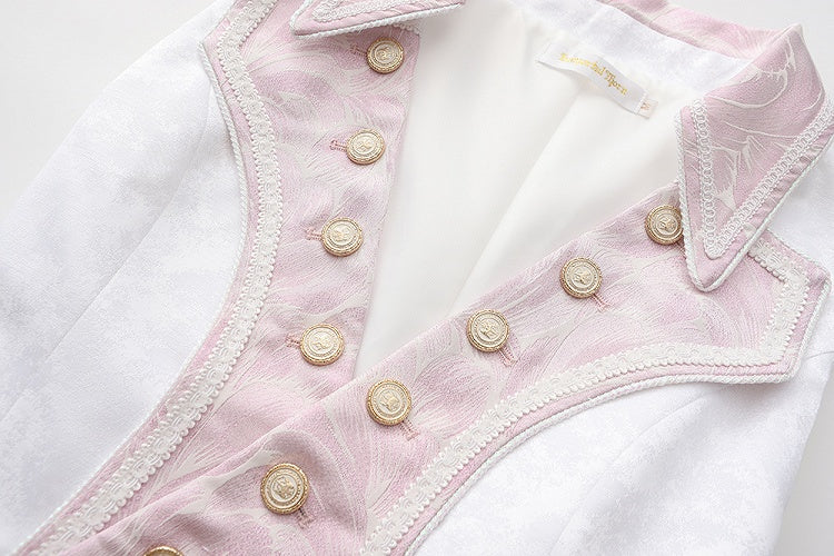and Aristocrat Long Fashion Waistcoat White Pink Ouji Lolita